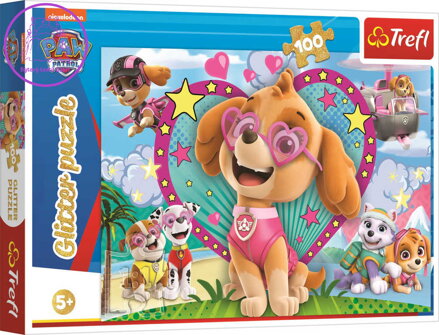 TREFL PUZZLE Třpytivé Tlapková Patrola V záři Skye 100 dílků skládačka