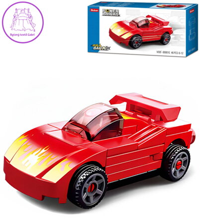 SLUBAN Power Bricks Auto červený sporťák zpětný chod 46 dílků STAVEBNICE