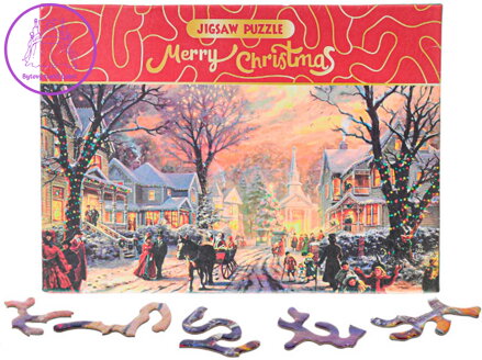 PUZZLE Merry Christmas Zasněžená ulice 75x50cm 468 dílků skládačka v krabici