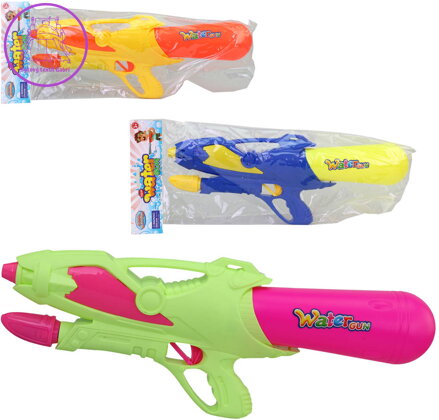 Pistole dětská vodní 300-500ml se zásobníkem na vodu 3 barvy plast