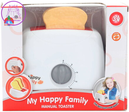 Topinkovač dětský plastový toustovač mechanická funkce set se 2 tousty