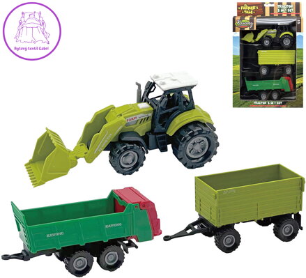 Traktor s nakladačem set se 2 vlečkami na baterie Světlo Zvuk