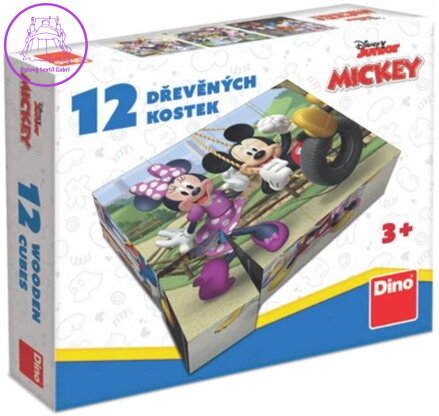 DINO DŘEVO Kubus Mickey Mouse obrázkové kostky 12ks *DŘEVĚNÉ HRAČKY*