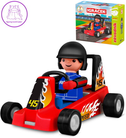 EFKO IGRÁČEK Závodník povolání set figurka kloubová + červená motokára