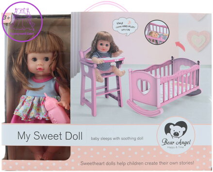 Panenka pije čůrá herní set s kolébkou a jídelní židličkou na baterie Zvuk