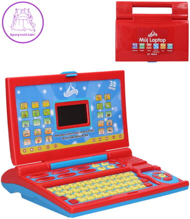 Laptop dětský notebook naučný na baterie s aktivitami v krabici Světlo Zvuk CZ