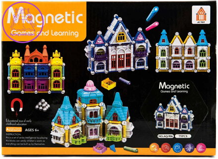 Stavebnice magnetická Domeček set 75 dílků  v krabici