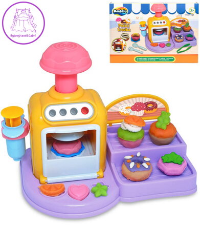 MODELO Pečící trouba kreativní set dortíky modelína s nástroji