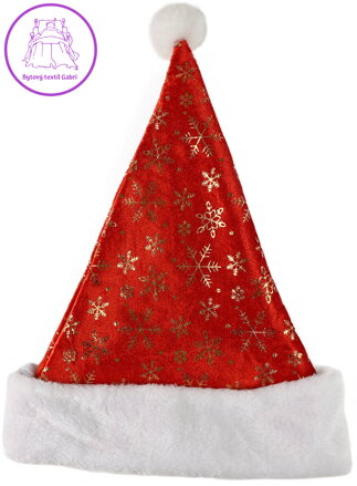 KARNEVAL Čepice vánoční červená 40cm zlaté vločky Santa Claus KARNEVAL Čepice vánoční červená 40cm zlaté vločky Santa Claus