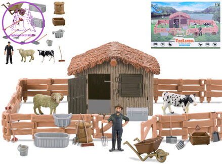 Zoolandia farma set herní zvířátka s farmářem a ohradou 2 druhy