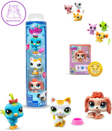 HASBRO LPS Zvířátko Littlest Pet Shop generace 7 set 3ks s doplňky 3 druhy