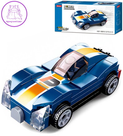 SLUBAN Power Bricks Auto modrý sporťák zpětný chod 52 dílků STAVEBNICE