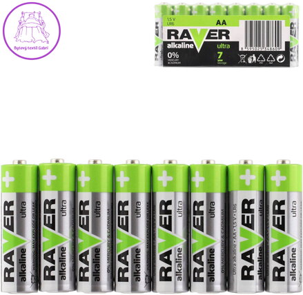 Baterie RAVER LR6/AA Alkaline Ultra 1,5V set 8ks ve fólii Baterie RAVER LR6/AA Alkaline Ultra 1,5V set 8ks ve fólii