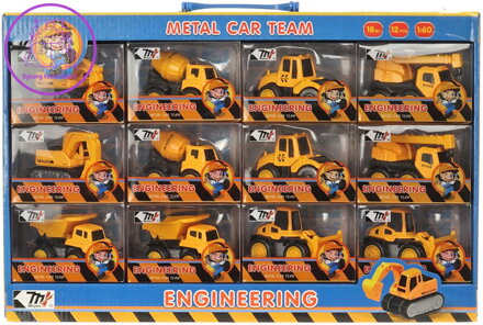 Vozidlo stavební 1:60 baby autíčko kovové 6 druhů v krabici