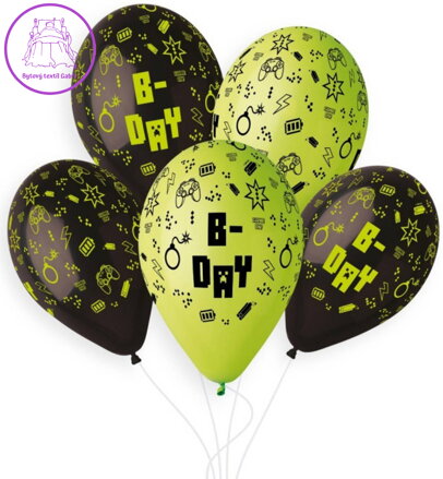 GEMAR Balónky nafukovací 26cm potisk narozeniny HAPPY B-DAY set 5ks