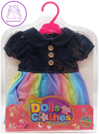 Oblečení pro panenku 35cm obleček duhové šatičky set s ramínkem