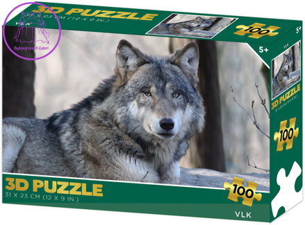 PUZZLE 3D Vlk 31x23cm 100 dílků skládačka v krabici