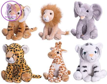 PLYŠ Zvířátko safari 15cm sedící 6 druhů *PLYŠOVÉ HRAČKY*