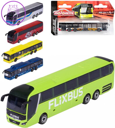 MAJORETTE Autobus MAN City kovový volný chod 2 druhy 3 barvy