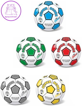 Míč fotbalový balon Super Score vel. 5 kopačák s potiskem 5 barev