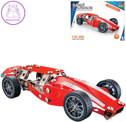 MALÝ MECHANIK Auto formule 133 dílků kovová STAVEBNICE typu Merkur