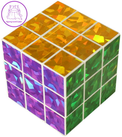Hra Hlavolam (Rubikova) magická kostka 6,5cm metalická třpytivá 3x3x3