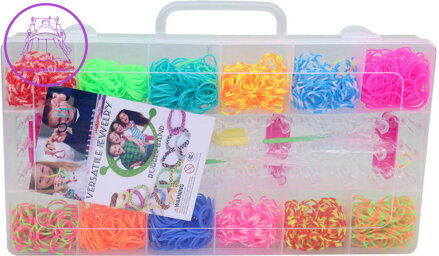 UDĚLEJ SI NÁRAMEK Gumičky LOOM BANDS 1400ks set s doplňky mix barev