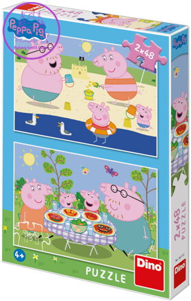 DINO Puzzle Peppa Pig Na dovolené 2x48 dílků 26x18cm skládačka