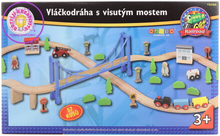MAXIM DŘEVO Vláčkodráha s mostem 57 dílků *DŘEVĚNÉ HRAČKY*