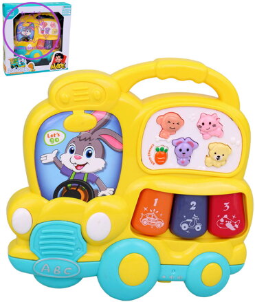 Piánko baby autobus hudební s melodiemi na baterie Světlo Zvuk