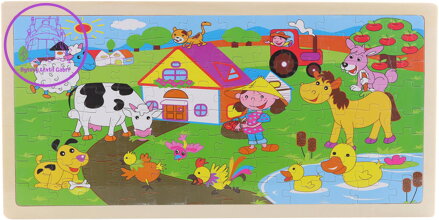 DŘEVO Puzzle farma 96 dílků skládačka na desce *DŘEVĚNÉ HRAČKY*