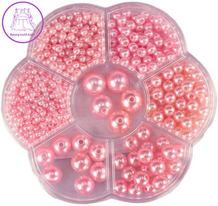 Korálky navlékací metalické růžové set 1150ks 3-12mm v plastovém boxu Korálky navlékací metalické růžové set 1150ks 3-12mm v plastovém boxu