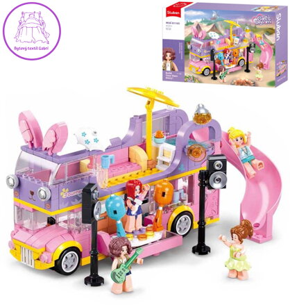 SLUBAN Girls Dream Autobus hudební karavan 412 dílků + 4 figurky STAVEBNICE