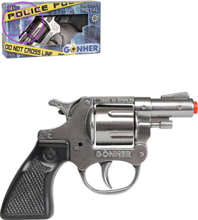 Revolver policejní kovový na kapsle 8 ran dětská zbraň kapslovka