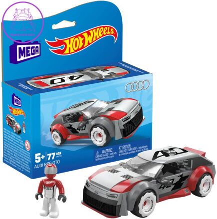 MEGA CONSTRUX Audi RS6 závoďák Hot Wheels 77 dílků s figurkou STAVEBNICE