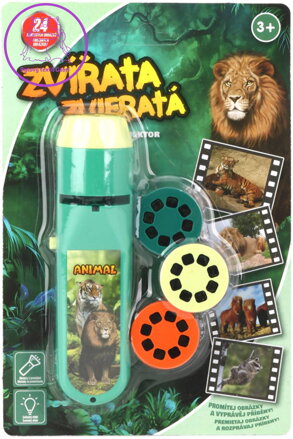 Baterka dětská svítilna a projektor Divoká zvířata 2v1 na baterie Světlo