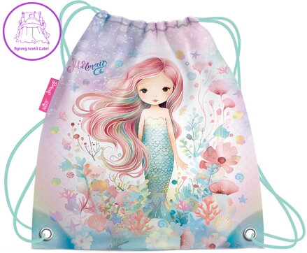 Sáček školní na přezůvky Mermaid stahovací pytel na záda Mořská víla