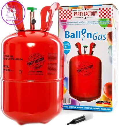 Helium 200l jednorázové na plnění až 30ks latexových balónků o průměru 23cm