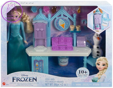 MATTEL Frozen Zmrzlinový stánek s Elsou a Olafem herní set s modelínou