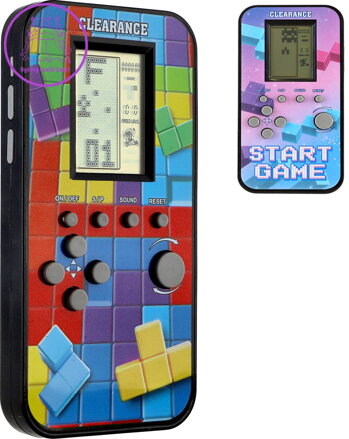 Hra retro digitální Tetris Brick Game mobil padající kostky na baterie Zvuk 2 barvy