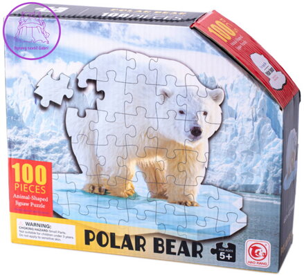 Puzzle Lední medvěd 48x42cm skládačka 100 dílků v krabičce