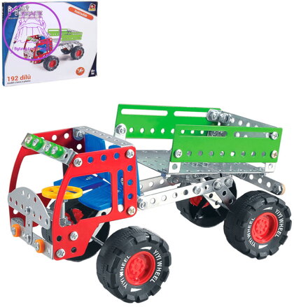 MALÝ MECHANIK Nákladní auto 192 dílků kovová STAVEBNICE typu Merkur