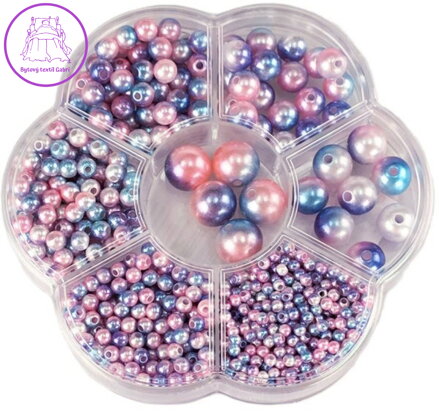Korálky navlékací perleťové fialové set 1150ks 3-12mm v plastovém boxu Korálky navlékací perleťové fialové set 1150ks 3-12mm v plastovém boxu