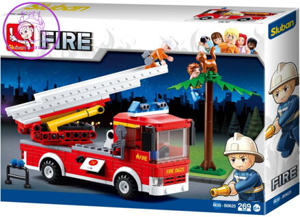 SLUBAN Fire Auto požární s žebříkem 265 dílků + 2 figurky STAVEBNICE