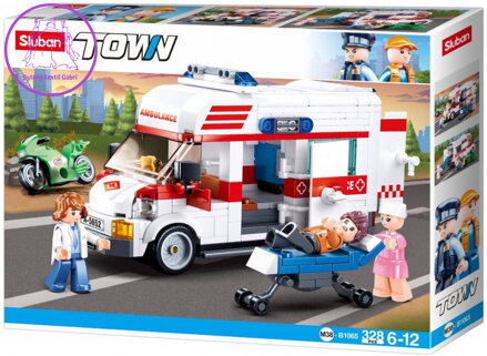 SLUBAN TOWN Auto sanitka 328 dílků + 3 figurky STAVEBNICE