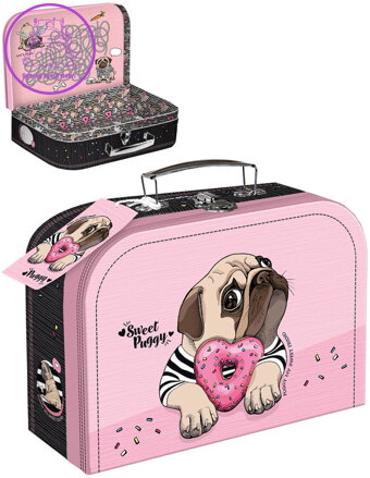 Kufřík školní Sweet Puggy 25x18x9cm pejsek mopslík tvrdý karton