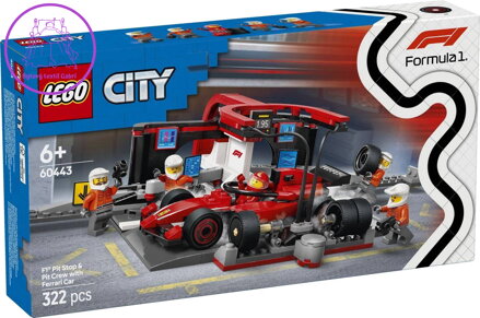 LEGO CITY Zastávka v boxech F1 a personál s vozem Ferrari 60443 STAVEBNICE