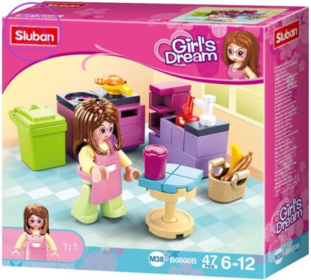 SLUBAN Girls Dream Kuchyň 47 dílků + 1 figurka STAVEBNICE