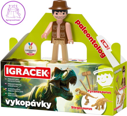 EFKO IGRÁČEK Paleontolog figurka dino vykopávky Tyranosaurus a Stegosaurus