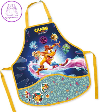 Zástěra dětská Crash Bandicoot 50x55cm na výtvarnou výchovu